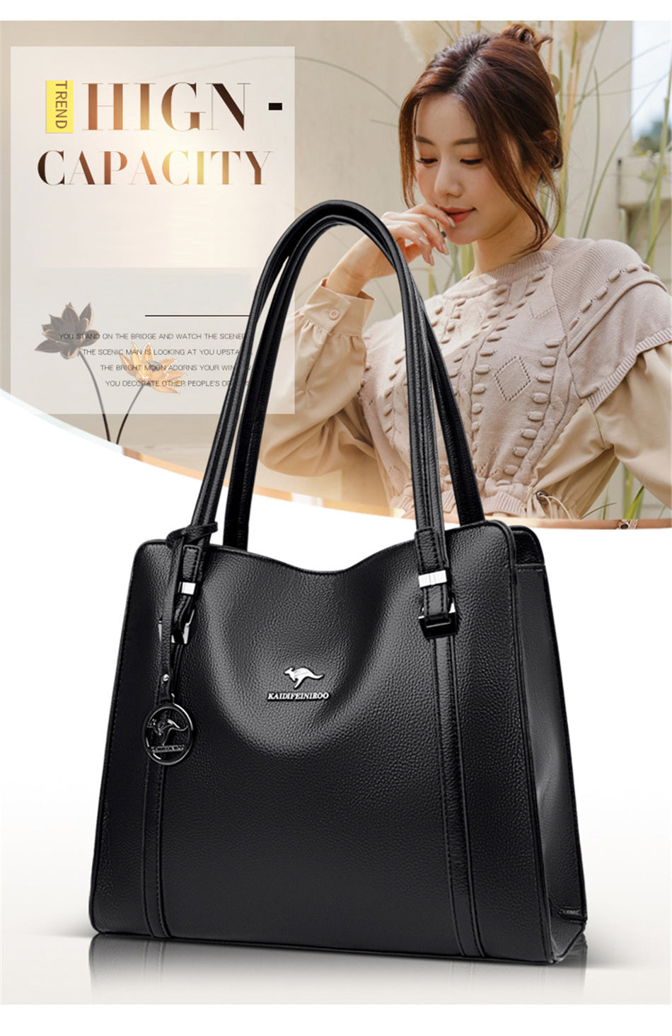 Genuine Soft Leather Handbags for Women Vintage Shoulder Tote Bag Luxury Designer Ladies Large Capacity Purse Bags Sac A Main