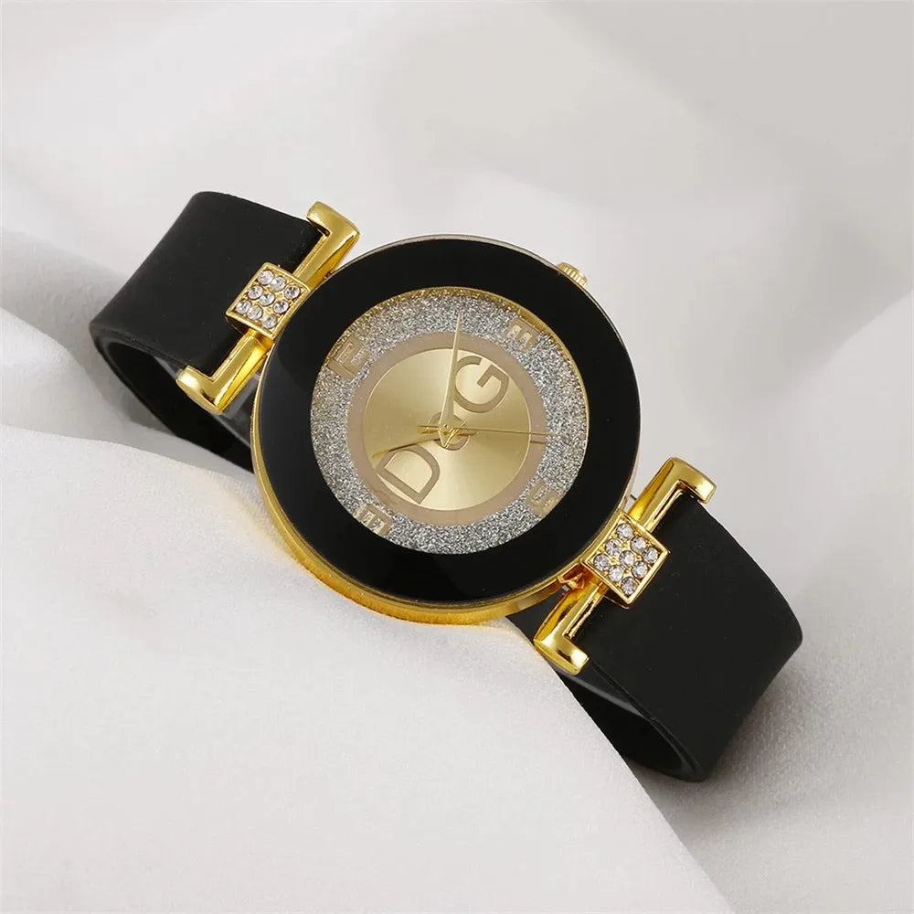 Simple Black White Quartz Watches Women Minimalist Design Silicone Strap Wristwatch Big Dial Women's Fashion Creative Watch