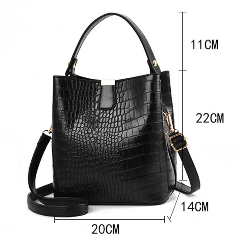 Yogodlns Retro Alligator Bucket Bags Women Crocodile Handbag Large Capacity Crossbody Bag New Shoulder Messenger Bag Phone Purse