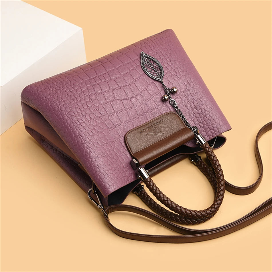 Brand Leather 3 Layers Alligator Crossbody Bag for Women Female Shoulder Messenger Sac Luxury Designer Ladies Handbags