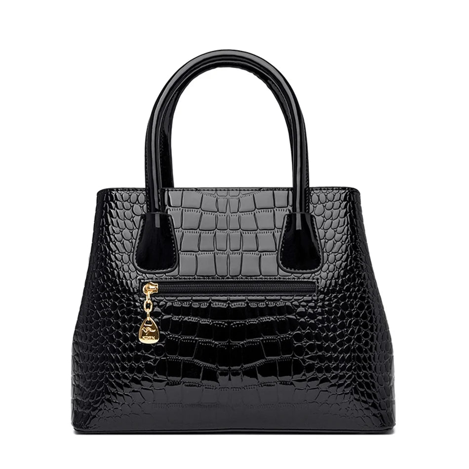 Luxury Patent Leather Crossbody Bags Women Crocodile Pattern Sac 2024 Large Capacity Ladies Shoulder Tote Bags Designer Purse