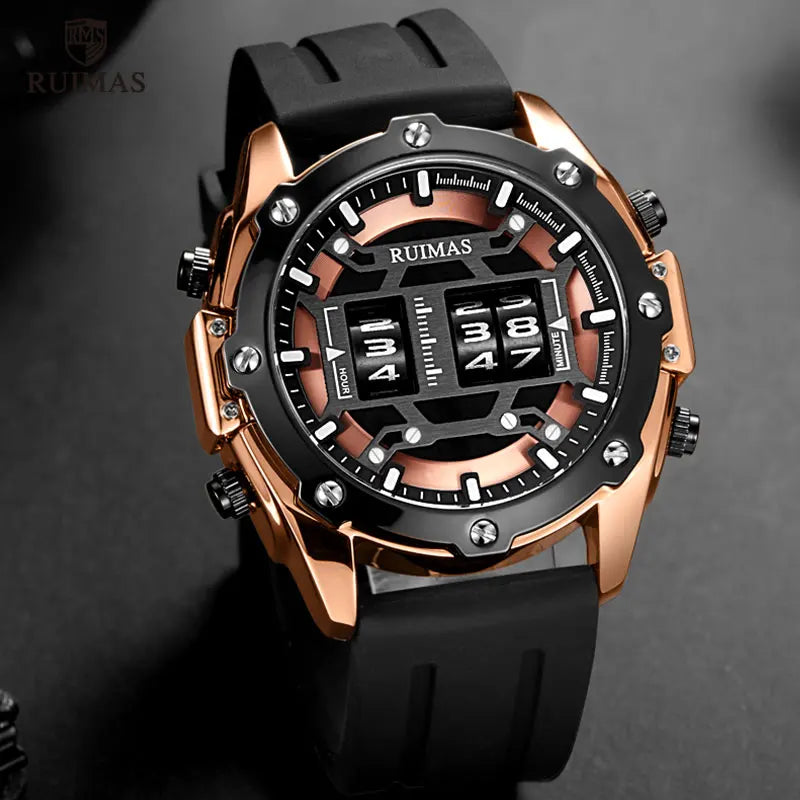 RUIMAS Luxury Roller Digital Quartz Watches Men Waterproof Wristwatch Top Brand Military Sports Watch Man Relogios Masculino 553