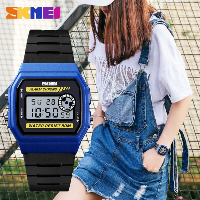 SKMEI Women Fashion Sport Watch Wristwatch Alarm Digital Girls Watches Waterproof PU Strap Alarm Clock Relogio Feminino 1413