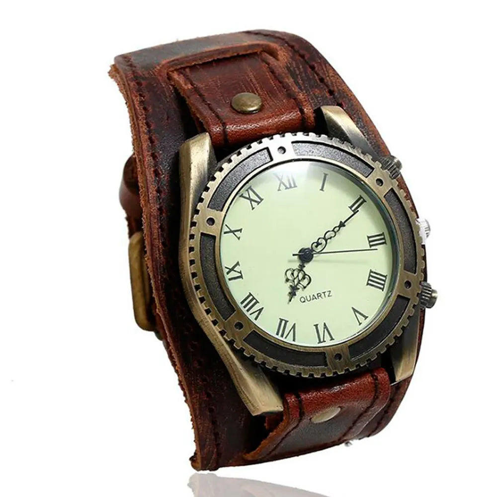 2025 Hot Selling Vintage Cow Leather Bracelet Watch Men Women Wrist Watches Roman Numerals Casual Quartz Watch Relogio Feminino