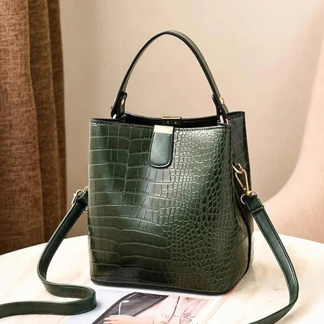 Yogodlns Retro Alligator Bucket Bags Women Crocodile Handbag Large Capacity Crossbody Bag New Shoulder Messenger Bag Phone Purse