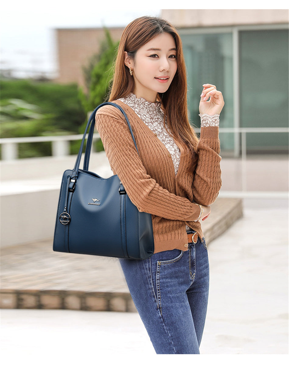 Genuine Soft Leather Handbags for Women Vintage Shoulder Tote Bag Luxury Designer Ladies Large Capacity Purse Bags Sac A Main