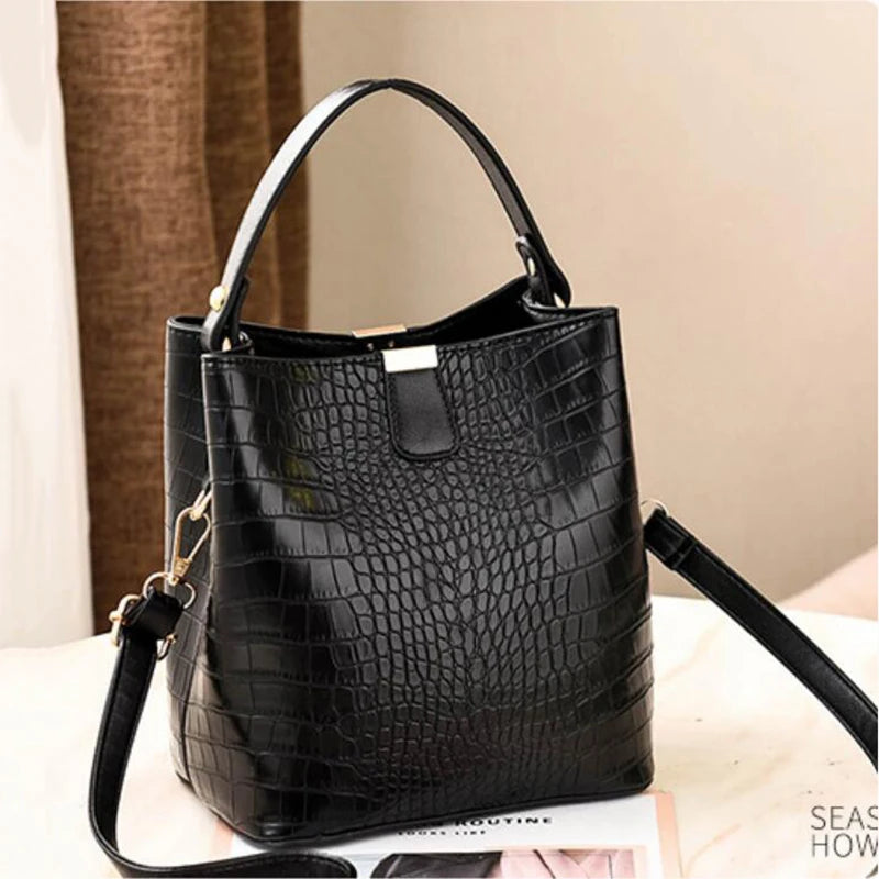 Yogodlns Retro Alligator Bucket Bags Women Crocodile Handbag Large Capacity Crossbody Bag New Shoulder Messenger Bag Phone Purse