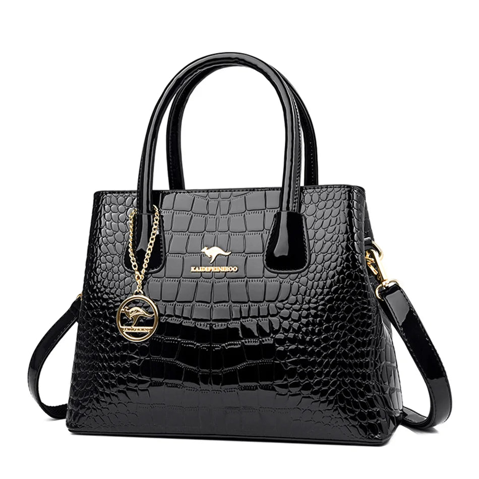 Luxury Patent Leather Crossbody Bags Women Crocodile Pattern Sac 2024 Large Capacity Ladies Shoulder Tote Bags Designer Purse