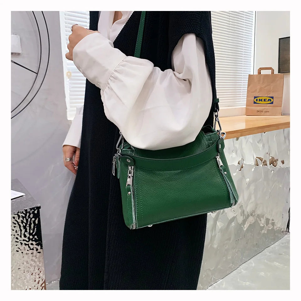 100% Genuine Leather Women Handbags Cowhide Women Shoulder bag Fashion Luxury Ladies Messenger Bags High Quality Female Tote bag