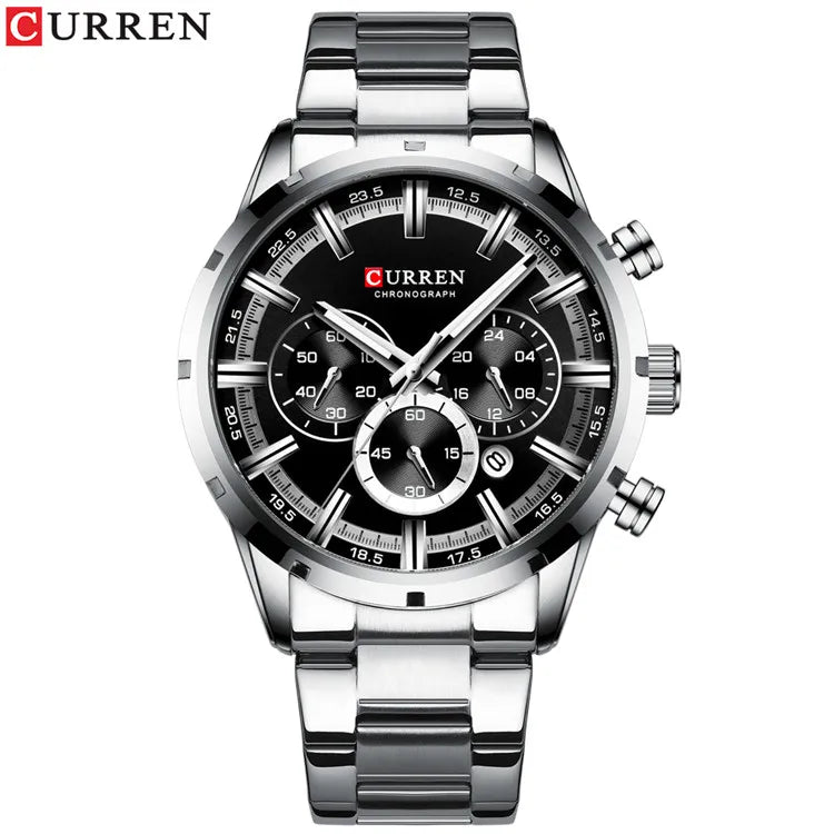 Curren Men's Watch Blue Dial Stainless Steel Band Date Mens Business Male Watches Waterproof Luxuries Men Wrist Watches for Men