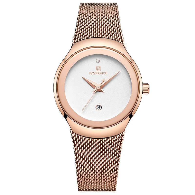 NAVIFORCE Watch Women Fashion Dress Quartz Watches Lady Stainless Steel Waterproof Wristwatch Simple Girl Clock Relogio Feminino