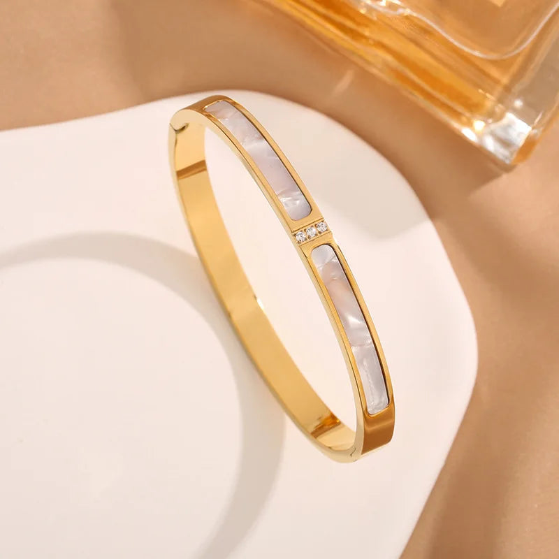 Stainless Steel Gold Plated Luxury Handmade Crystal Accessory Women Wrap Bangle Bracelet Jewelry Non Tarnished