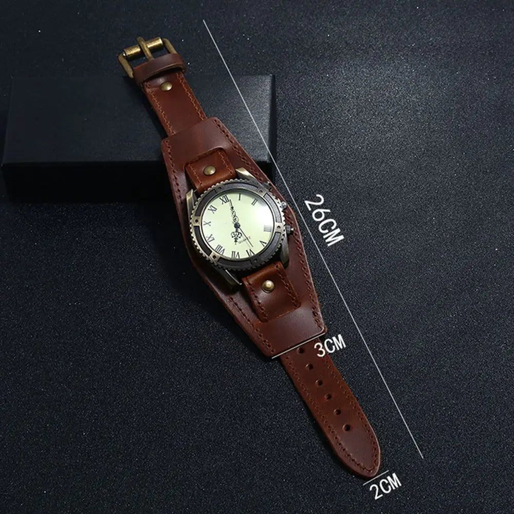 2025 Hot Selling Vintage Cow Leather Bracelet Watch Men Women Wrist Watches Roman Numerals Casual Quartz Watch Relogio Feminino