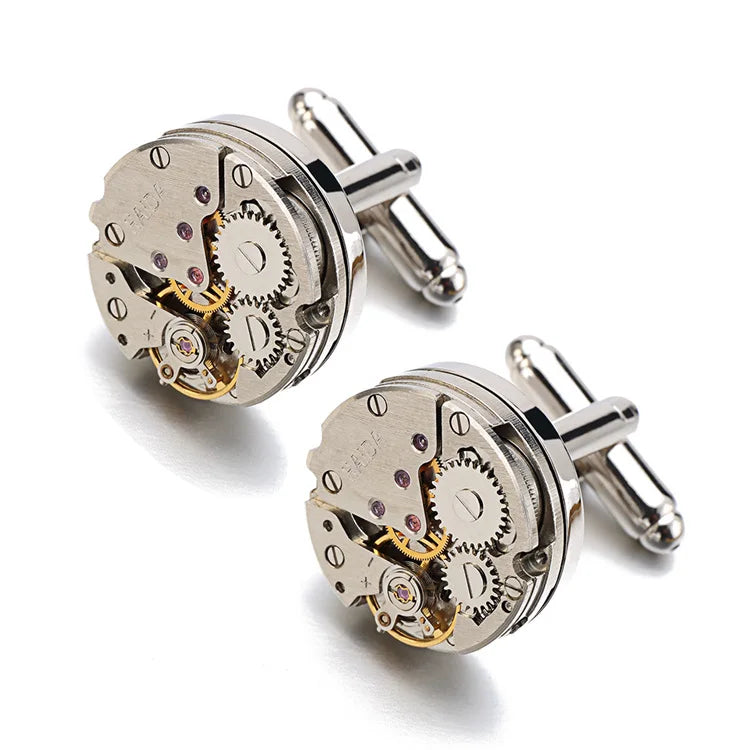 Brand Designer Watch Movement Cufflinks For Mens Business Wedding Shirt Cuff Links Gear Mechanism Functional Cufflink Jewelry