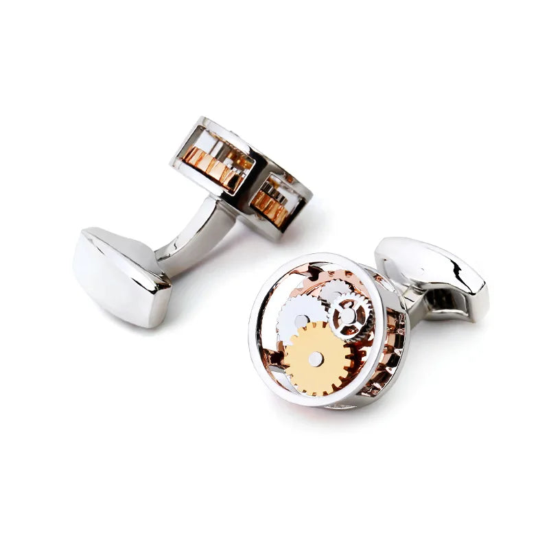 Brand Designer Watch Movement Cufflinks For Mens Business Wedding Shirt Cuff Links Gear Mechanism Functional Cufflink Jewelry