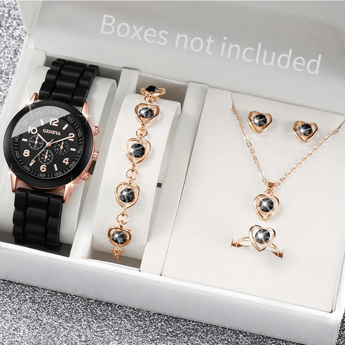 5/6PCS Women Watches Fashion Silicone Band Women Quartz Watches Jewelry Set Reloj Mujer Girls Clock Gift (Without Box)