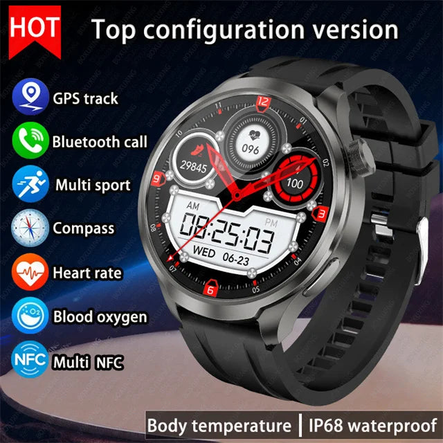 2024 New For HUAWEI Outdoor Sports Smart Watch Men AMOLED Screen NFC GPS Compass Heart rate Waterproof Bluetooth Call SmartWatch