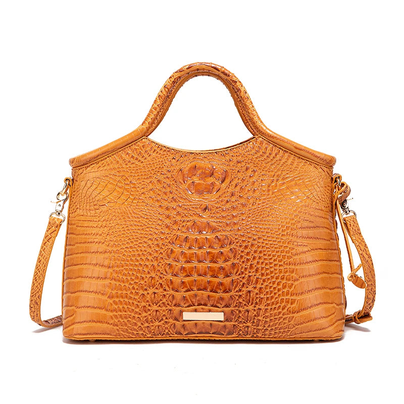 Genuine leather crocodile pattern colorful solid color high-end retro women's handbag