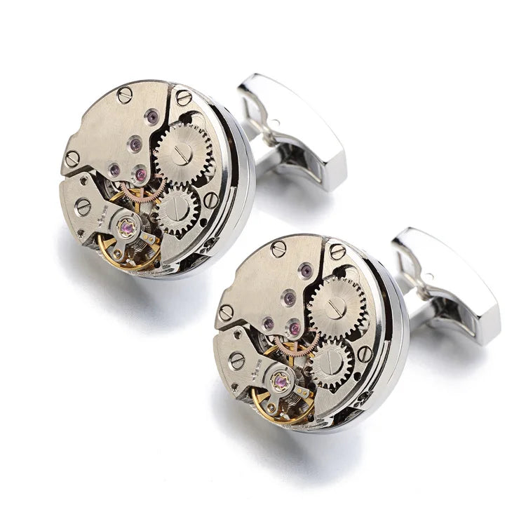 Brand Designer Watch Movement Cufflinks For Mens Business Wedding Shirt Cuff Links Gear Mechanism Functional Cufflink Jewelry