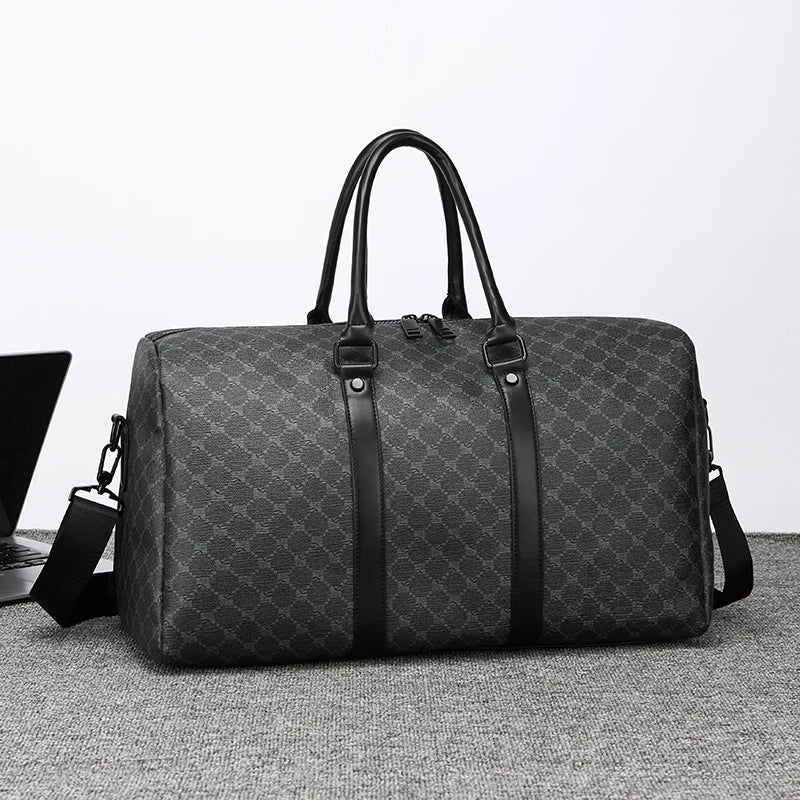 Men’s Black Traveling Bag Large Capacity Business Travel Luggage Bag Classic Full Body Printed Handbag Shoulder Bags for Men