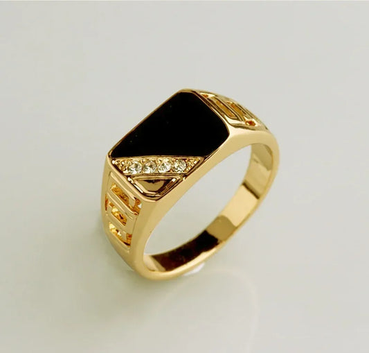 Signet Square Finger Rings for Men Punk Style Collection Gold Color Width Biker Ring Party Wedding Jewelry Wholesale