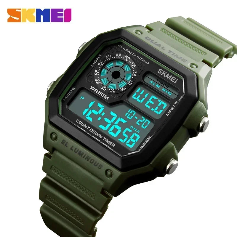 SKMEI 1299 Fashion Men PU Strap Multifunction Waterproof Watches Alarm Male Digital Watch reloj hombre Outdoor Sport Watch