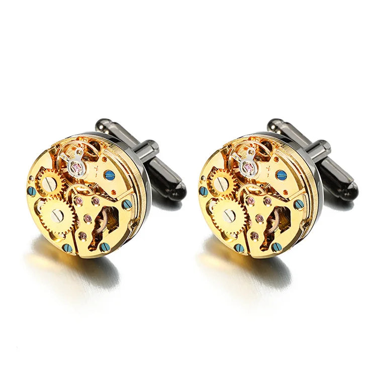 Brand Designer Watch Movement Cufflinks For Mens Business Wedding Shirt Cuff Links Gear Mechanism Functional Cufflink Jewelry