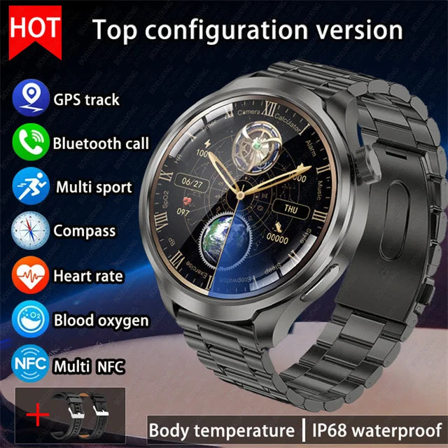 2024 New For HUAWEI Outdoor Sports Smart Watch Men AMOLED Screen NFC GPS Compass Heart rate Waterproof Bluetooth Call SmartWatch