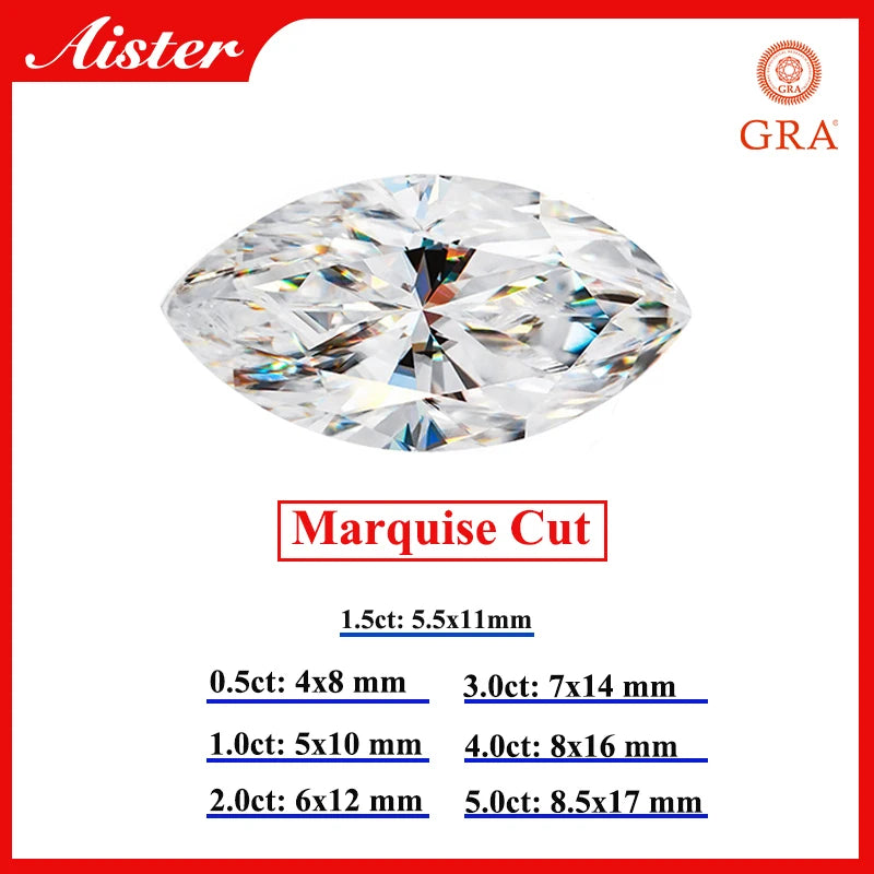 D Color Moissanite Stone Round / Oval / Pear / Radiant / Emerald / Heart / Princess / Cushion / Asscher /Trilliant Cut 1.0-5.0ct