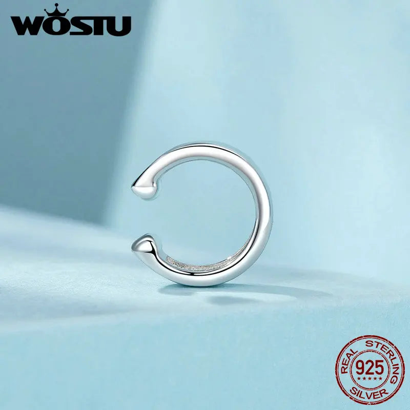 WOSTU 925 Sterling Silver No Piercing Clips Women C Shape Double Layer Adjustable Slim Ear Cuff Women Exquisite Party Jewelry