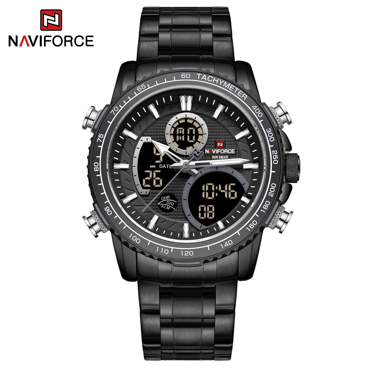 NAVIFORCE Fashion Men Watch Luxury Brand Sport Watch For Men Chronograph Quartz Wristwatch Military Waterproof Steel Band Clock