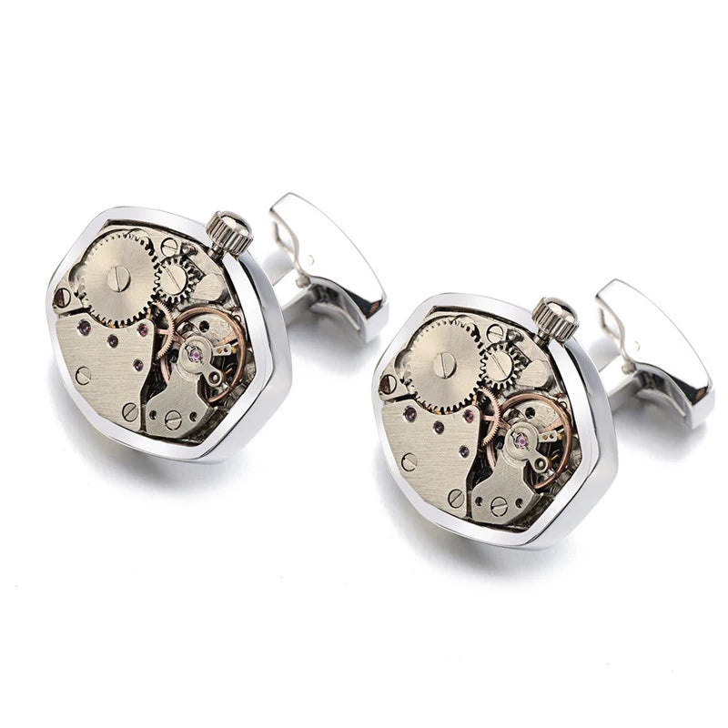 Brand Designer Watch Movement Cufflinks For Mens Business Wedding Shirt Cuff Links Gear Mechanism Functional Cufflink Jewelry