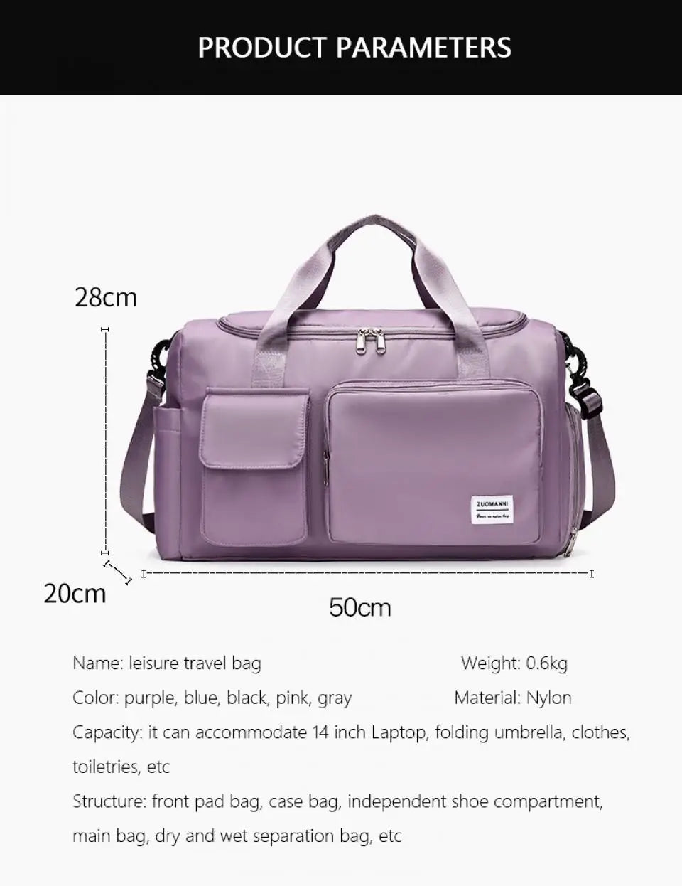 UNIXINU Carry On Travel Bag Large Capacity Weekender Overnight Duffle Bags with Shoe Compartment Sports Fitness Bags for Women