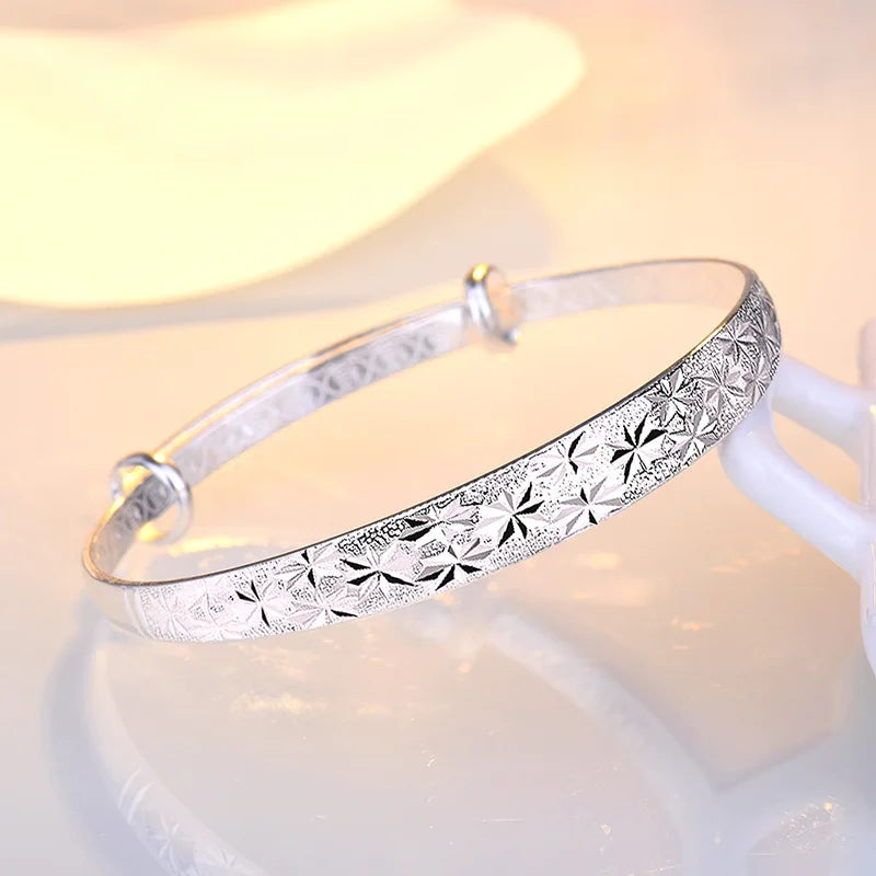 Silver Color Original Romantic Gypsophila Star Bangles For Women Bracelets Fashion Party Wedding Accessories Jewelry