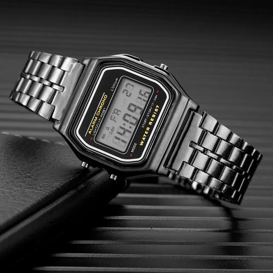 Sport Watch Men Digital Led Fashion Luxury Stainless Steel Square Wristwatch Electronic Womens Watches Male Clock Reloj Hombre