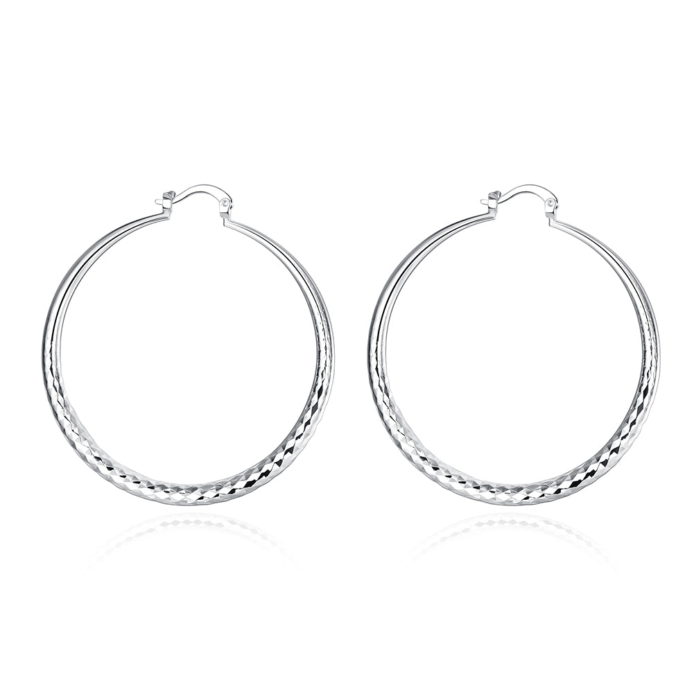 Charms fine 925 Sterling Silver 5CM circle hoop Earrings for Women fashion Pretty wedding party Jewelry Holiday gifts