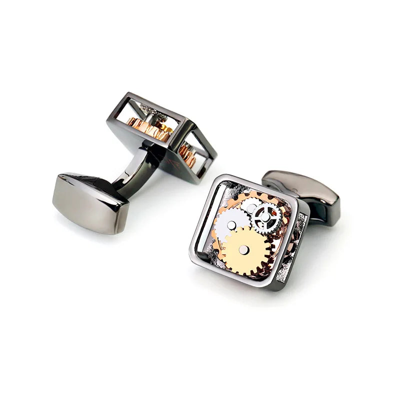 Brand Designer Watch Movement Cufflinks For Mens Business Wedding Shirt Cuff Links Gear Mechanism Functional Cufflink Jewelry