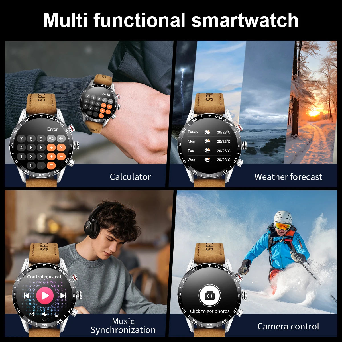 LIGE 2024 New Rugged Military GPS Smart Watch Men AMOLED HD Screen Heart Rate Bluetooth Call Waterproof Outdoor SmartWatch