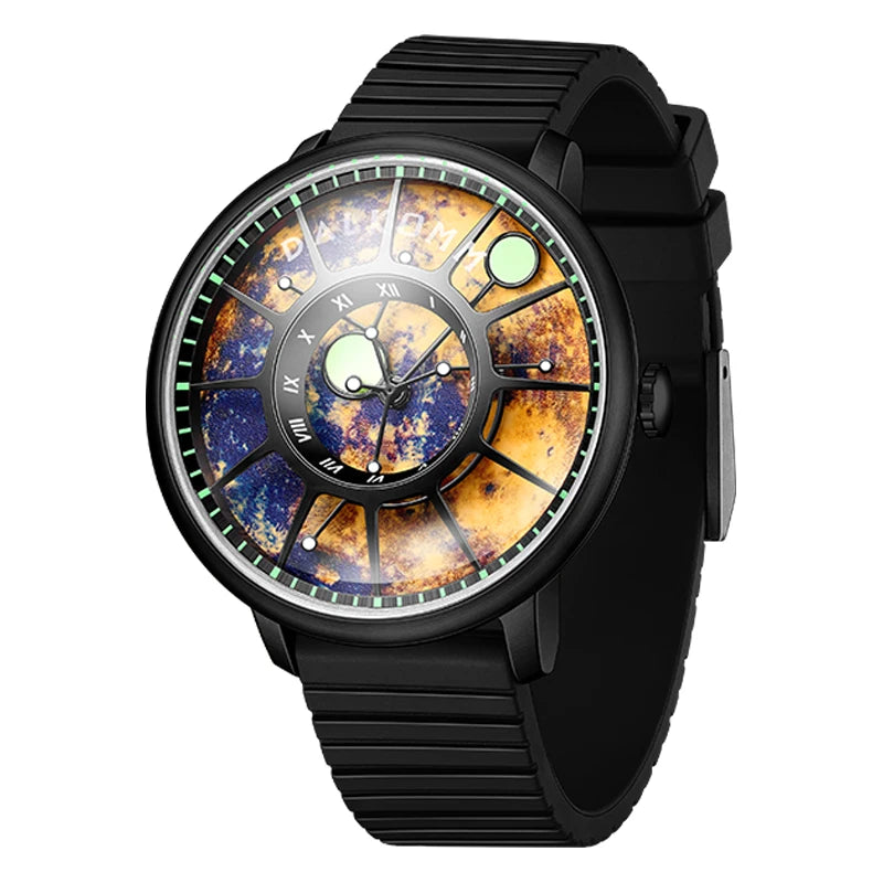 DALKOMM 2024 Design New Mechanical Watch NH35 Planet Theme Automatic Watch Men's Luminous Hands 100M Waterproof Rubber Strap