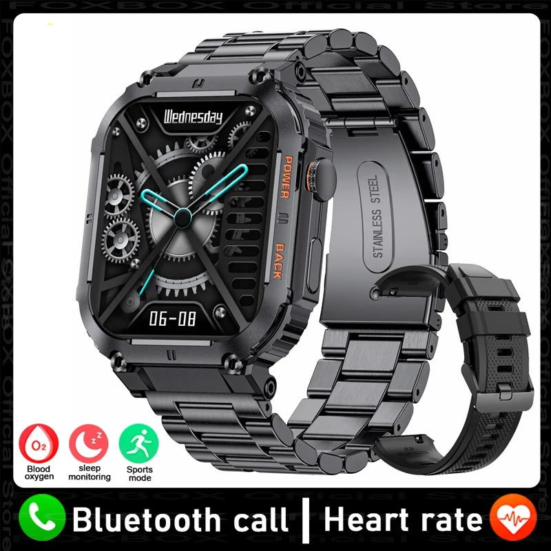 For All Smartphone Connections Bluetooth Call Sports Fitness Bracelet Waterproof Smartwatch Men's Watch Outdoor Rugged Military