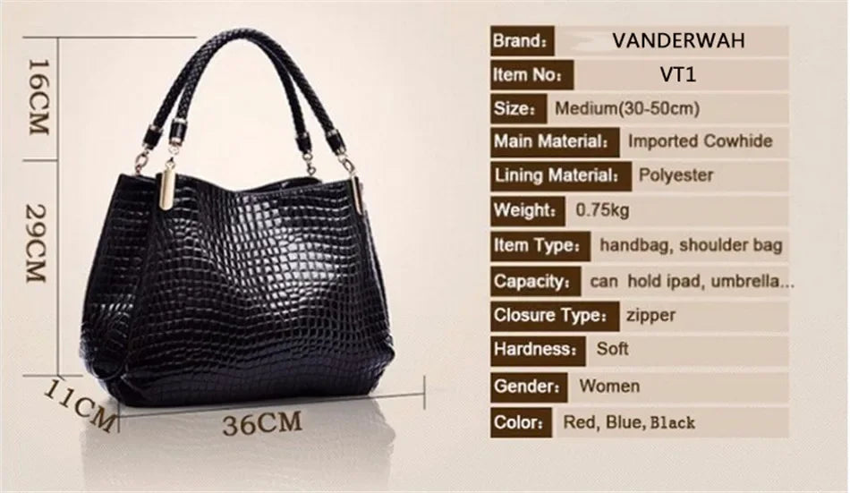 Brand Leather 3 Layers Alligator Crossbody Bag for Women Female Shoulder Messenger Sac Luxury Designer Ladies Handbags