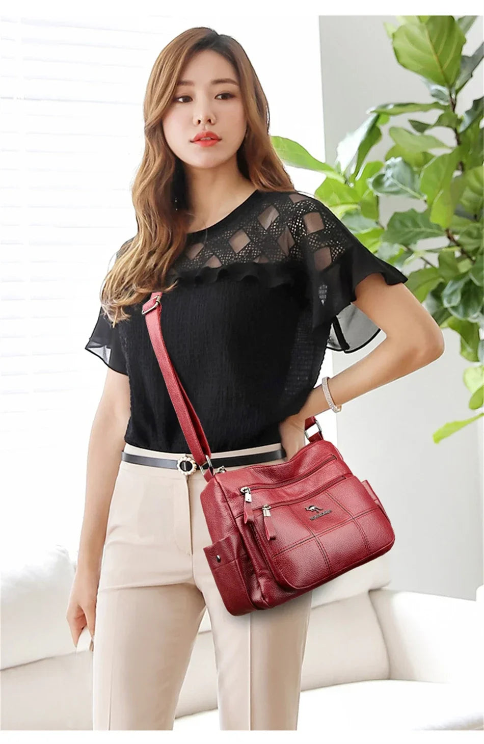 Genuine Soft Leather Handbags for Women Vintage Shoulder Tote Bag Luxury Designer Ladies Large Capacity Purse Bags Sac A Main