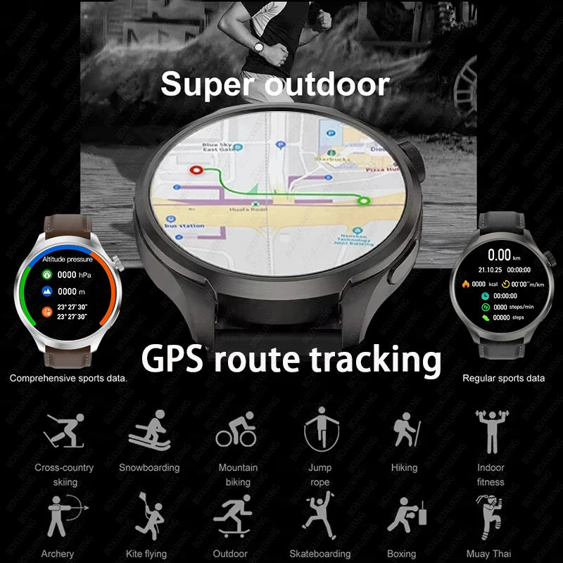 2024 New For HUAWEI Outdoor Sports Smart Watch Men AMOLED Screen NFC GPS Compass Heart rate Waterproof Bluetooth Call SmartWatch