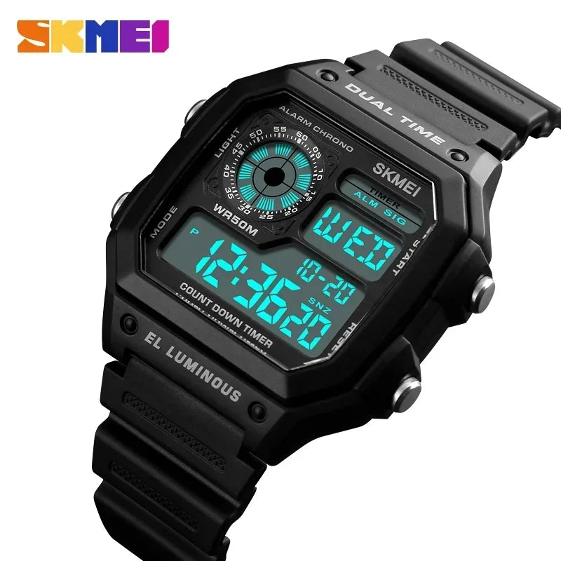 SKMEI 1299 Fashion Men PU Strap Multifunction Waterproof Watches Alarm Male Digital Watch reloj hombre Outdoor Sport Watch