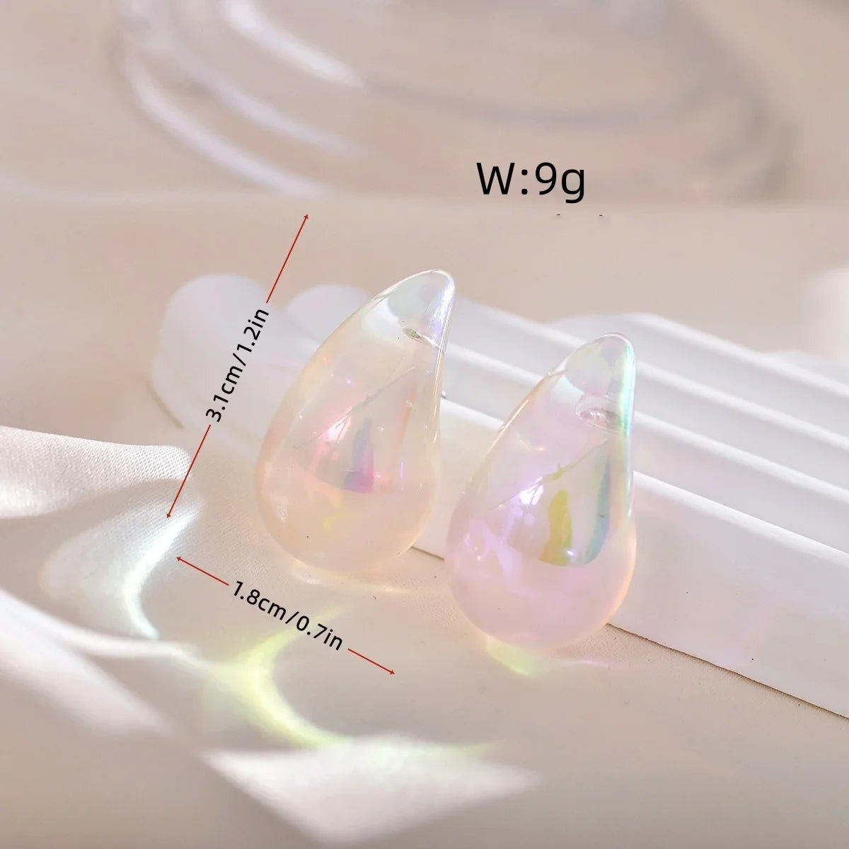 YILUOCD 2024 New Fashion Thick Colorful Teardrop Earrings Gradient Waterdrop Drop Earrings for Women Chunky Dome Jewelry Gifts