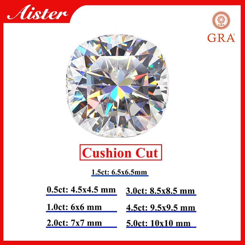 D Color Moissanite Stone Round / Oval / Pear / Radiant / Emerald / Heart / Princess / Cushion / Asscher /Trilliant Cut 1.0-5.0ct