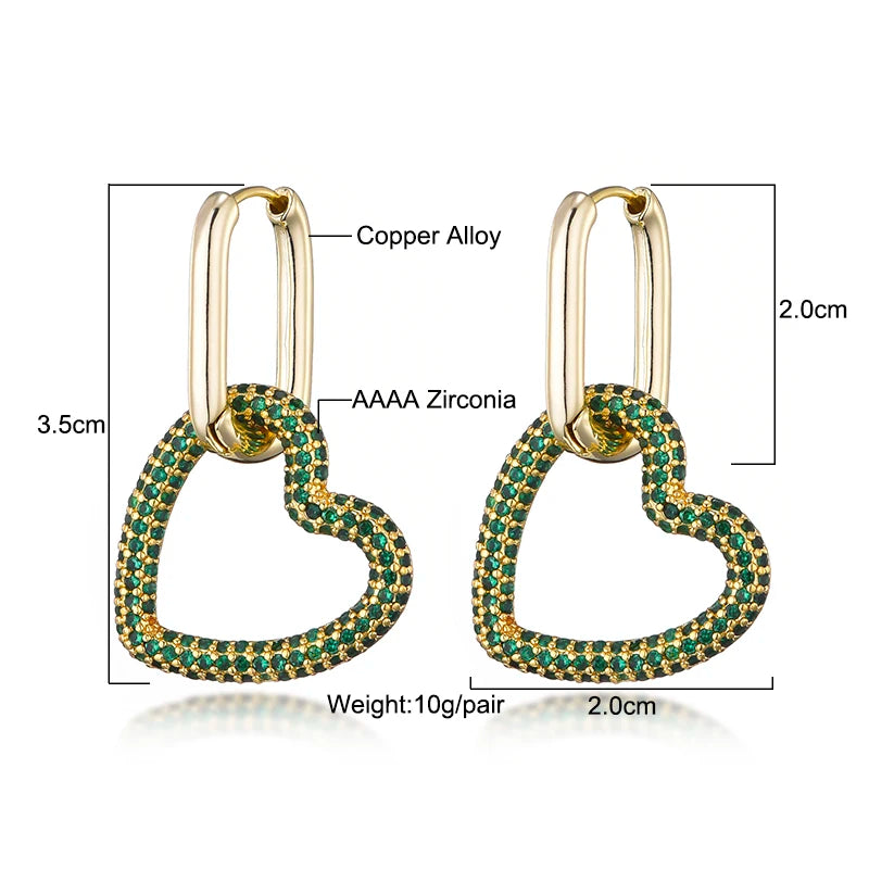 LOVBEAFAS Heart Women's Hoop Earrings Oval Rectangle Hoops Zircon Crystal Geometric Gold Color Elegant Bride Wedding Jewelry