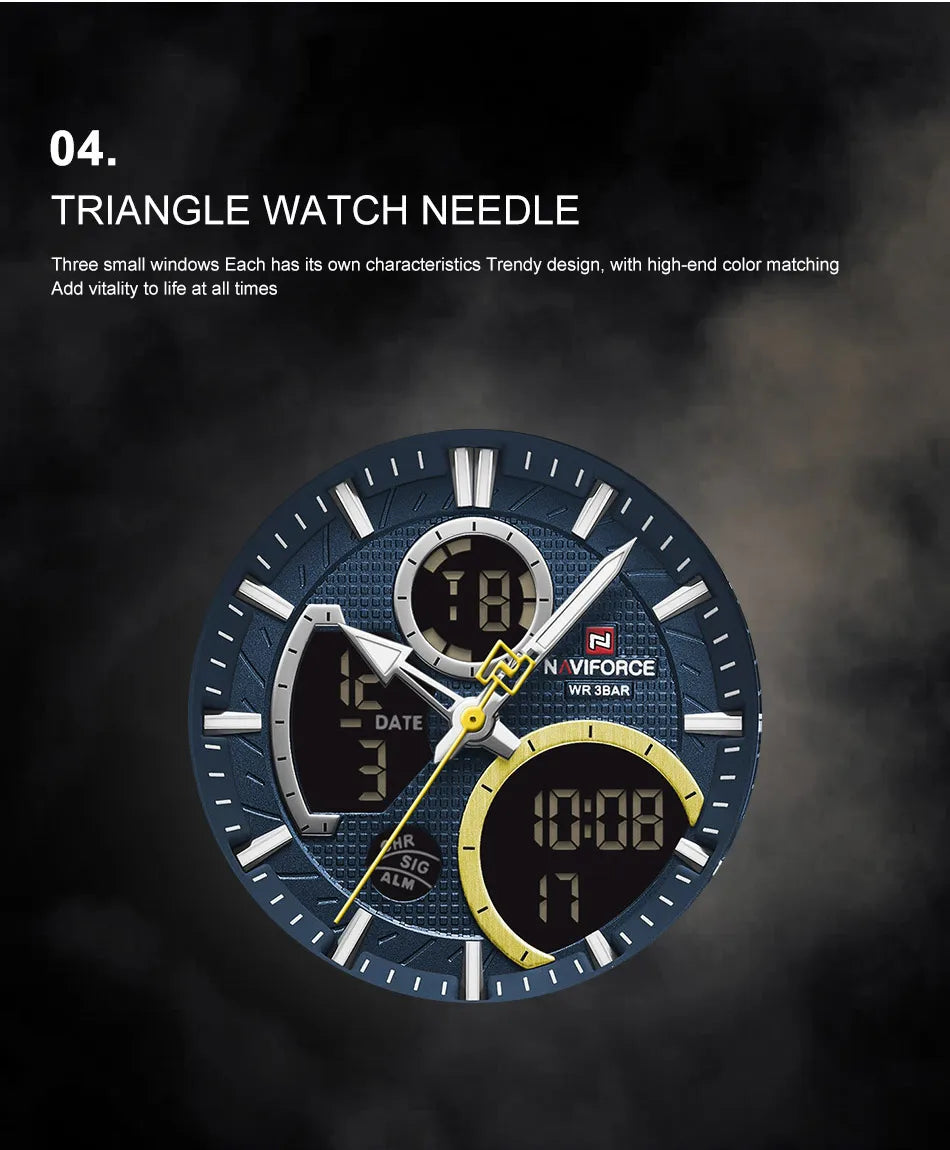 NAVIFORCE Fashion Men Watch Luxury Brand Sport Watch For Men Chronograph Quartz Wristwatch Military Waterproof Steel Band Clock