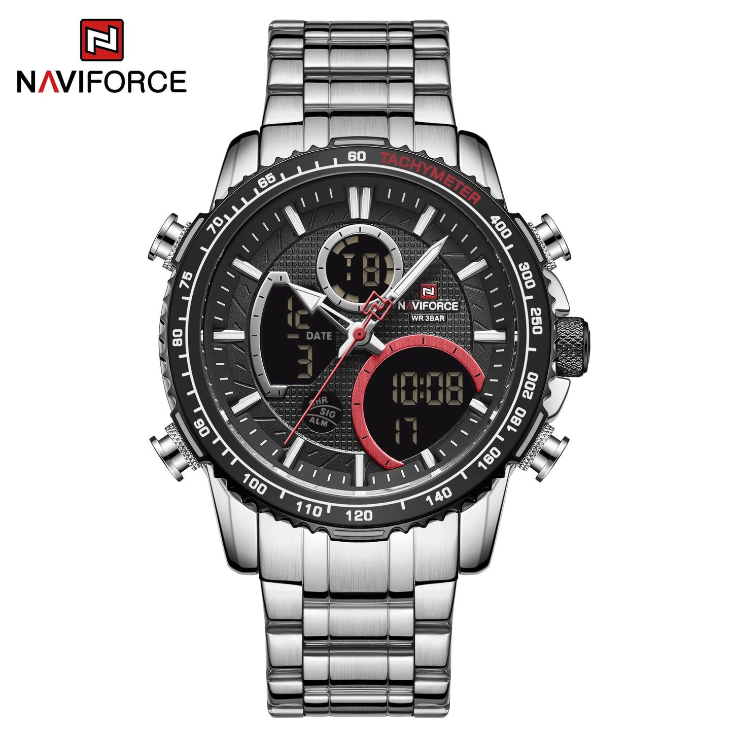 NAVIFORCE Fashion Men Watch Luxury Brand Sport Watch For Men Chronograph Quartz Wristwatch Military Waterproof Steel Band Clock