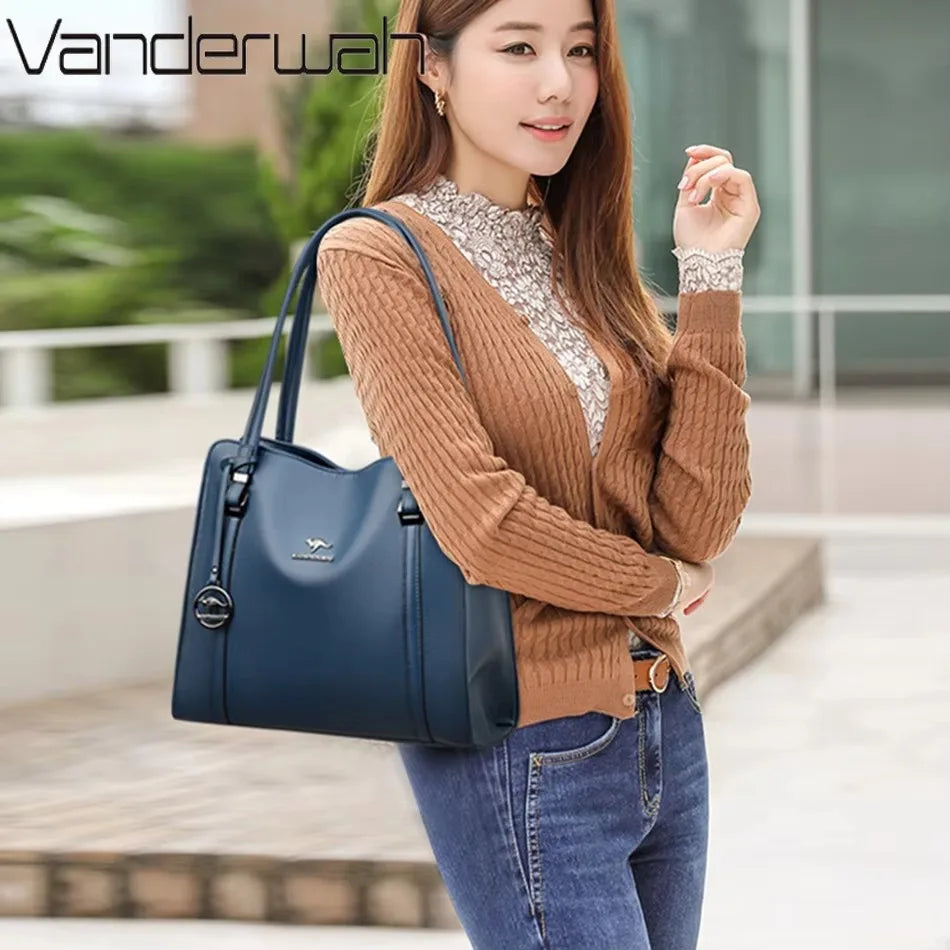 Genuine Soft Leather Handbags for Women Vintage Shoulder Tote Bag Luxury Designer Ladies Large Capacity Purse Bags Sac A Main